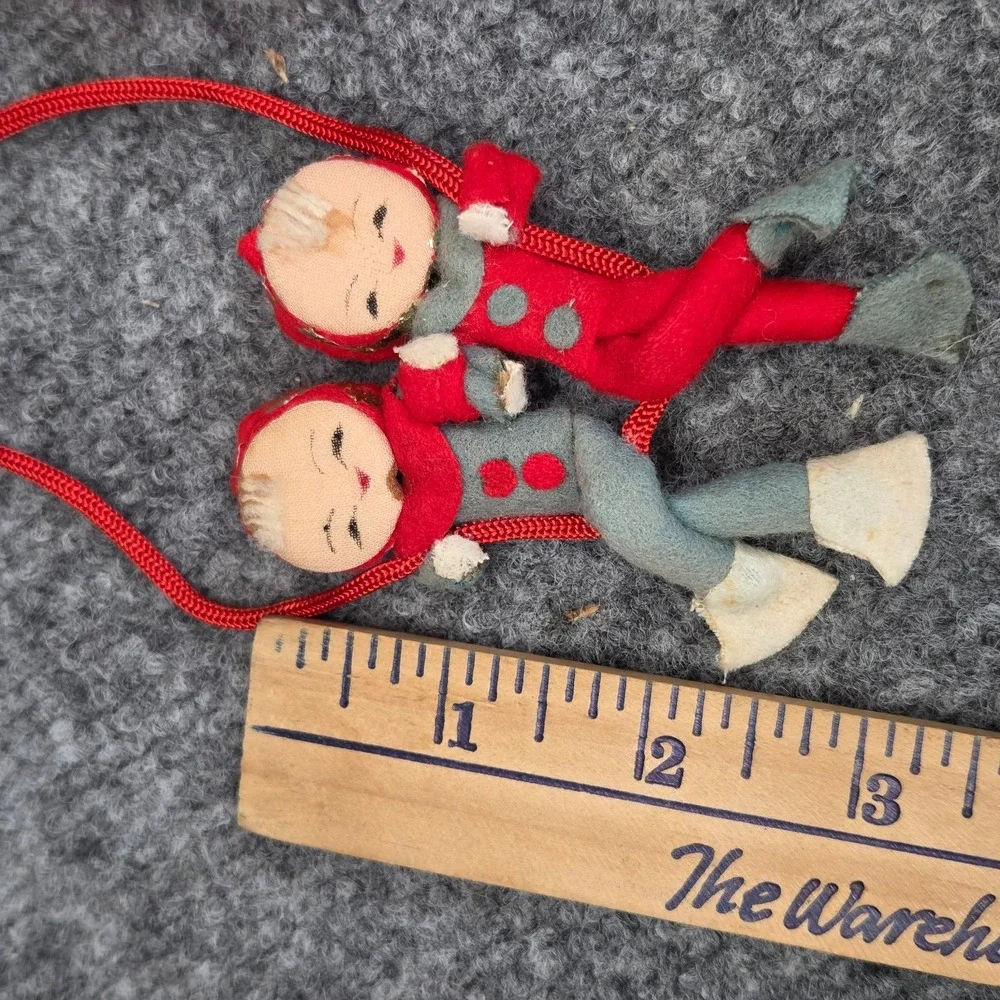 Vintage MCM Christmas 50s Angel Ornament Pixie‎ Elves Knee Hugger Japan